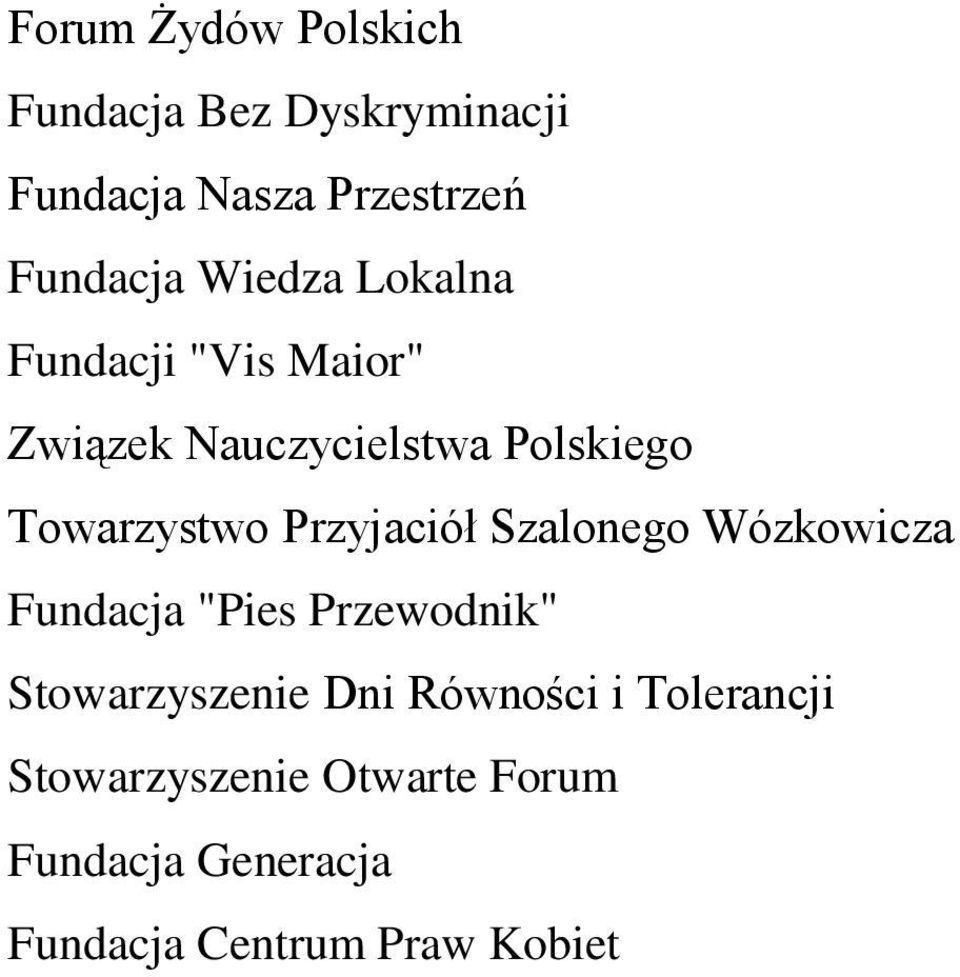 Przyjaciół Szalonego Wózkowicza Fundacja "Pies Przewodnik" Stowarzyszenie Dni