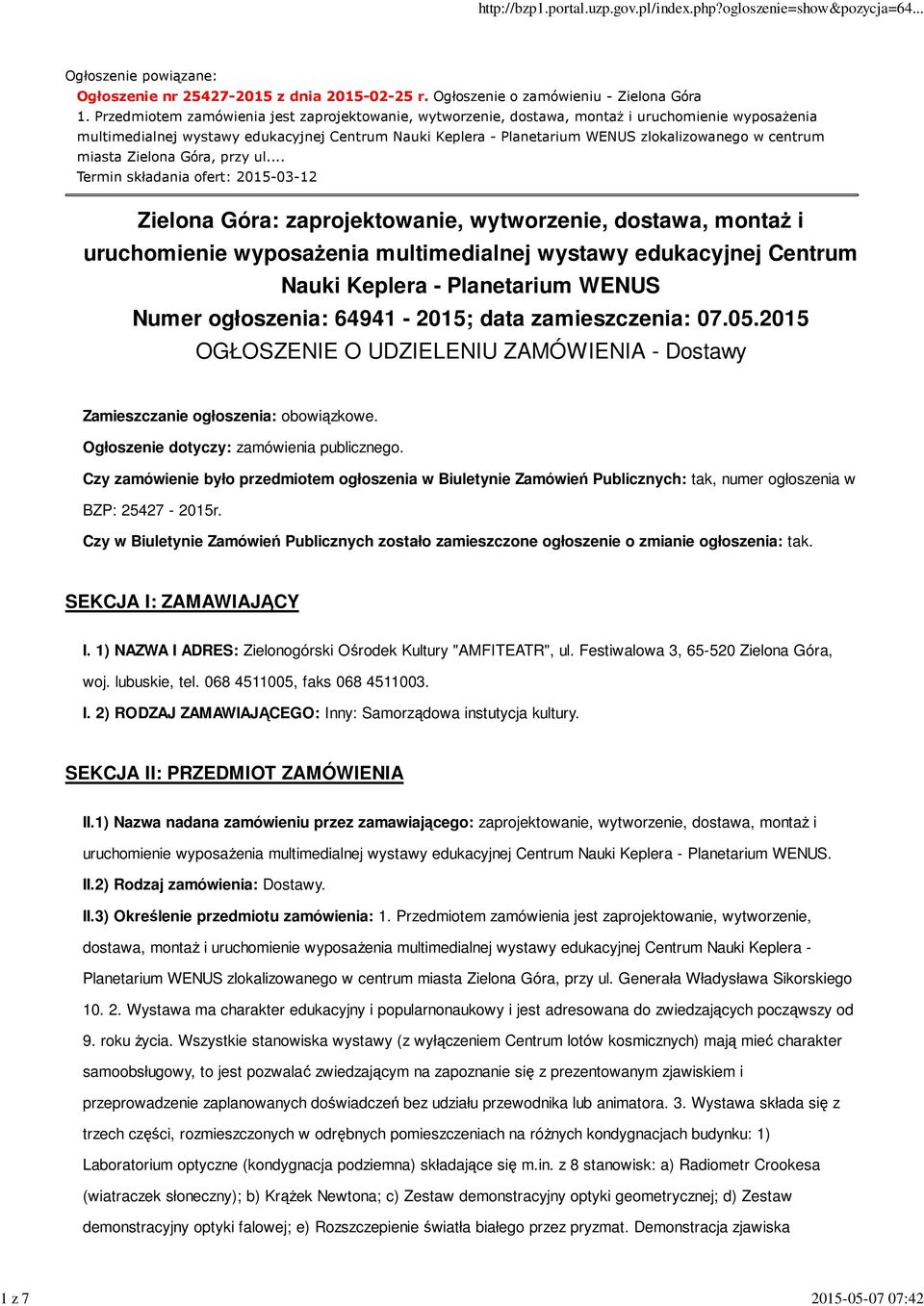 centrum miasta Zielona Góra, przy ul.