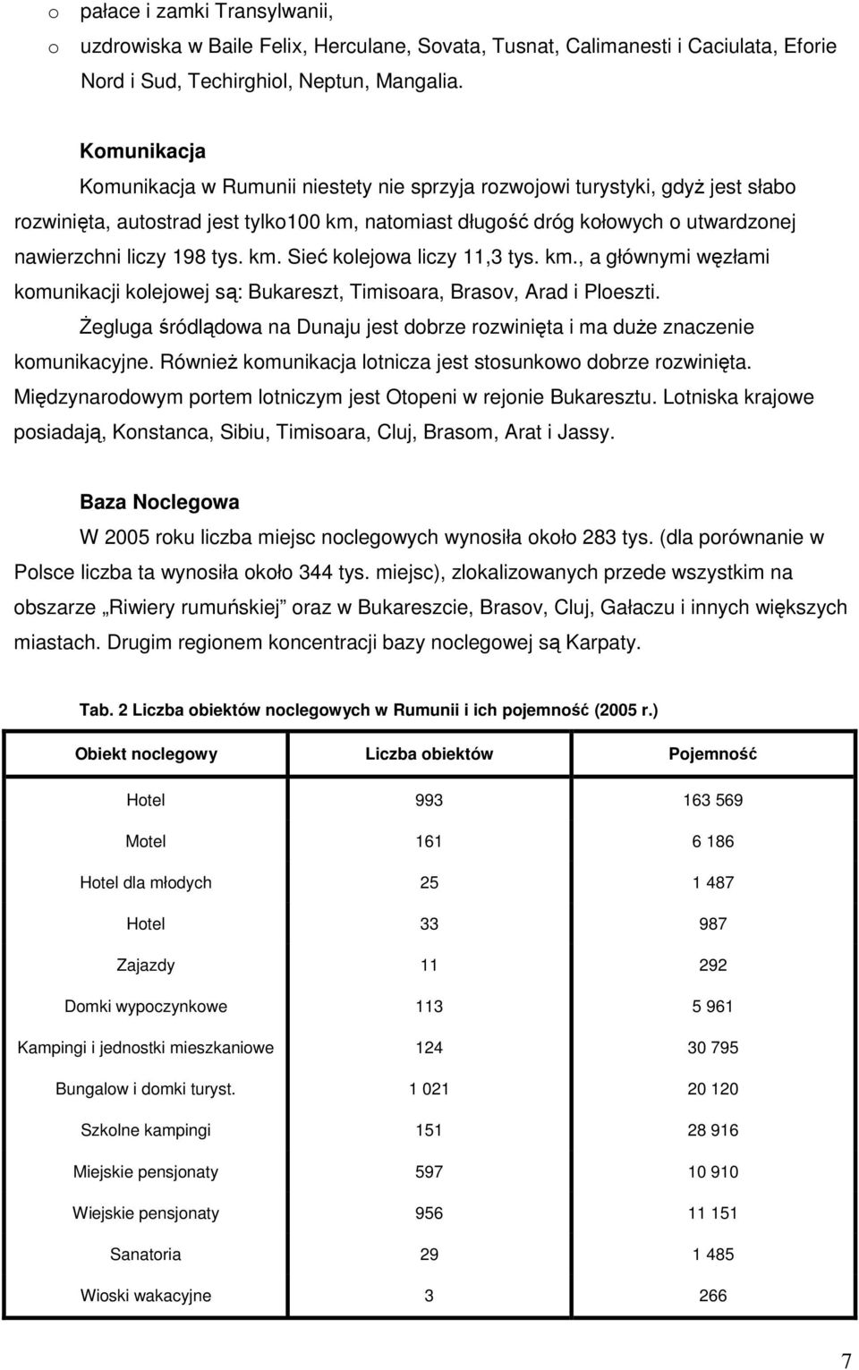 tys. km. Sieć kolejowa liczy 11,3 tys. km., a głównymi węzłami komunikacji kolejowej są: Bukareszt, Timisoara, Brasov, Arad i Ploeszti.