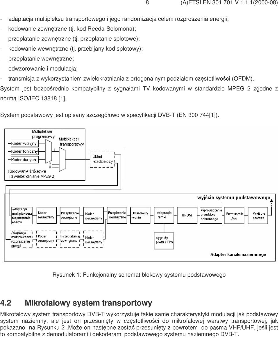 przebijany kod splotowy); - przeplatanie wewntrzne; - odwzorowanie i modulacja; - transmisja z wykorzystaniem zwielokratniania z ortogonalnym podziałem czstotliwoci (OFDM).