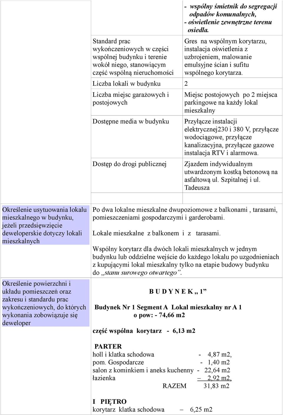 Gres na wspólnym korytarzu, instalacja oświetlenia z uzbrojeniem, malowanie emulsyjne ścian i sufitu wspólnego korytarza.