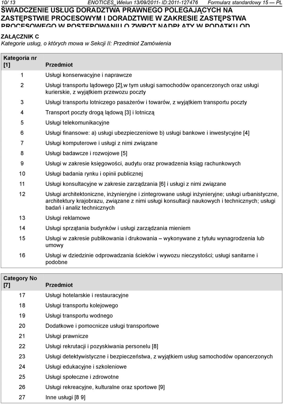 opancerzonych oraz usługi kurierskie, z wyjątkiem przewozu poczty 3 Usługi transportu lotniczego pasażerów i towarów, z wyjątkiem transportu poczty 4 Transport poczty drogą lądową [3] i lotniczą 5