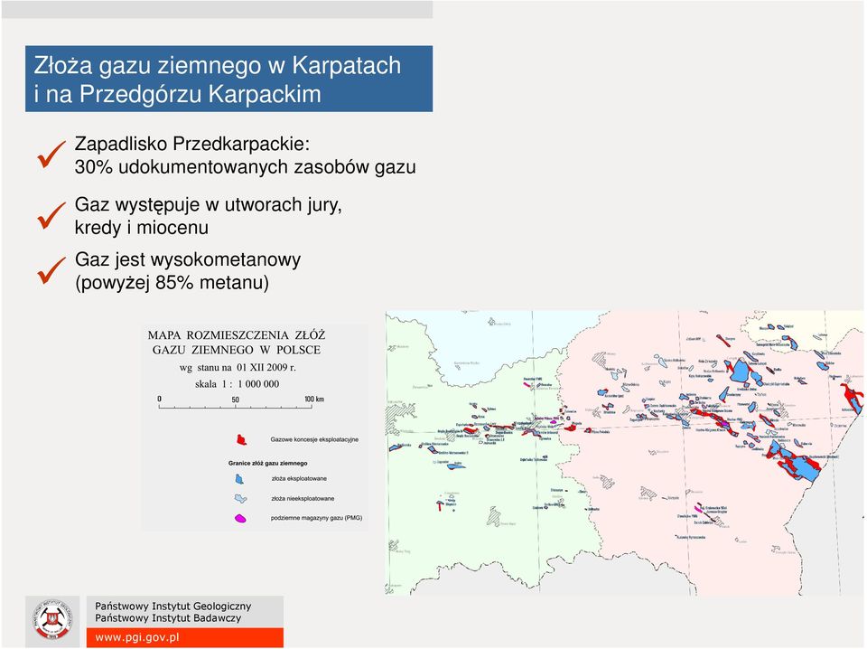 udokumentowanych zasobów gazu Gaz występuje w