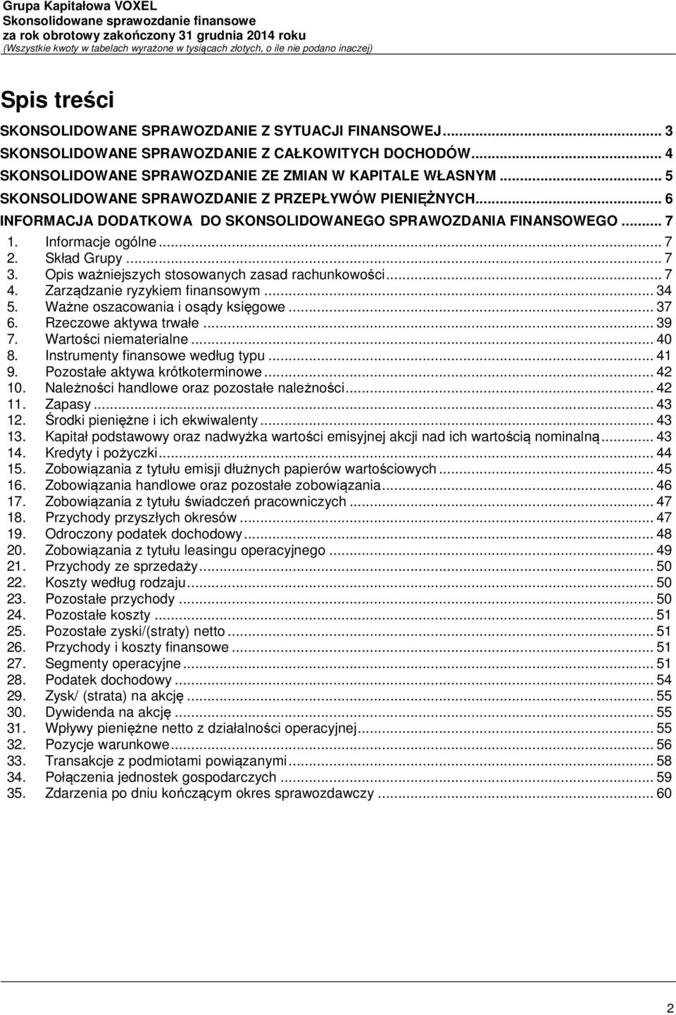 Opis ważniejszych stosowanych zasad rachunkowości... 7 4. Zarządzanie ryzykiem finansowym... 34 5. Ważne oszacowania i osądy księgowe... 37 6. Rzeczowe aktywa trwałe... 39 7. Wartości niematerialne.