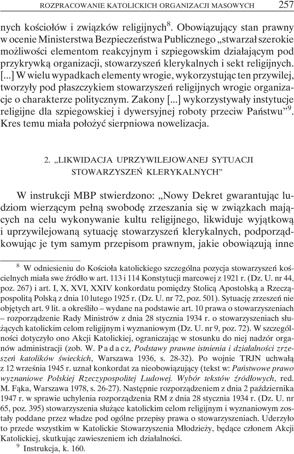 stowarzyszenâ klerykalnych i sekt religijnych. [.
