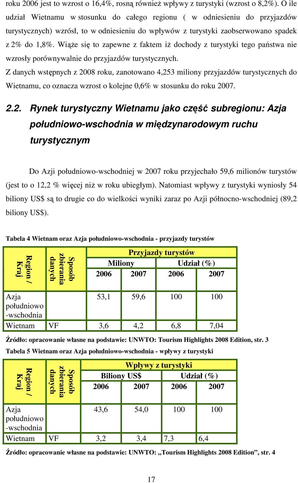 WiąŜe się to zapewne z faktem iŝ dochody z turystyki tego państwa nie wzrosły porównywalnie do przyjazdów turystycznych.