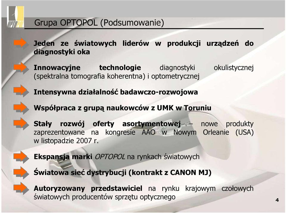 oferty asortymentowej nowe produkty zaprezentowane na kongresie AAO w Nowym Orleanie (USA) w listopadzie 2007 r.