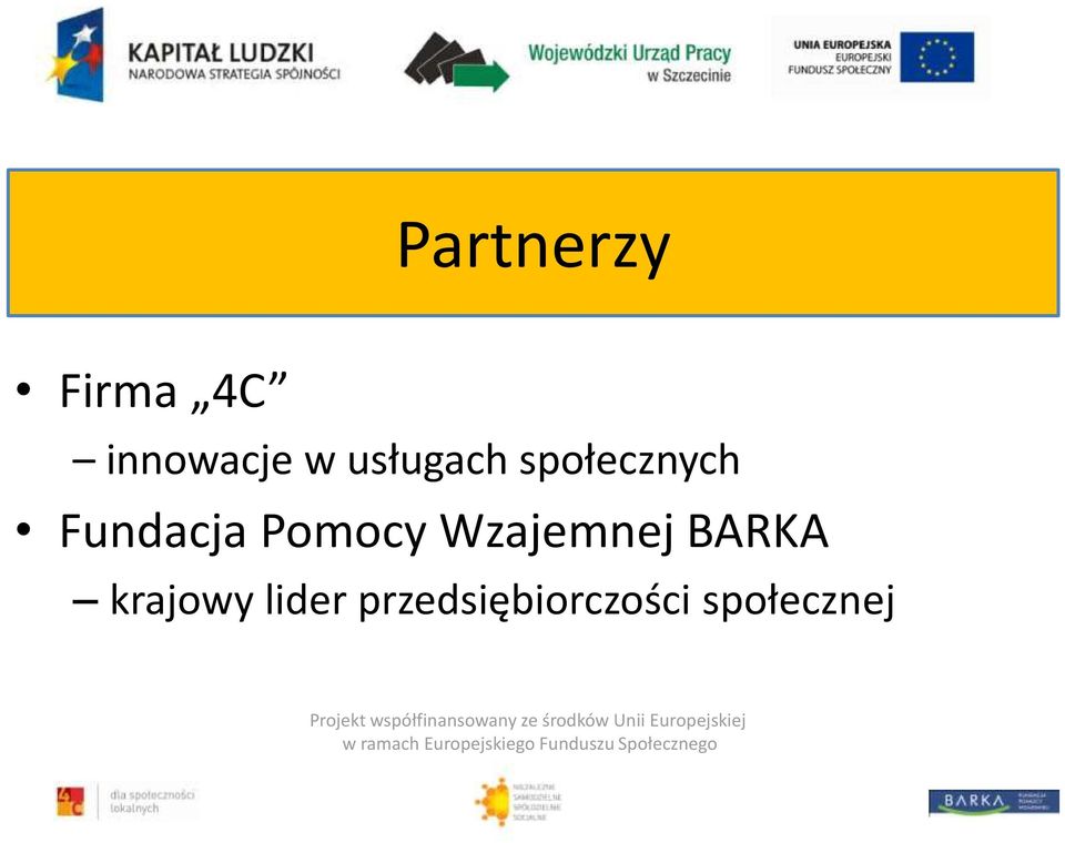 przedsiębiorczości społecznej Projekt współfinansowany