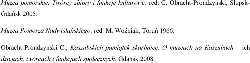 Muzea Pomorza Nadwiślańskiego, red. M. Woźniak, Toruń 1966.