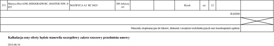 12 RAZEM: Materiały eksploatacyjne do faksów, drukarek i urządzeń