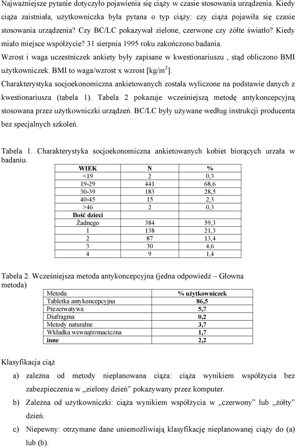 Wzrost i waga uczestniczek ankiety były zapisane w kwestionariuszu, stąd obliczono BMI użytkowniczek. BMI to waga/wzrost x wzrost [kg/m 2 ].