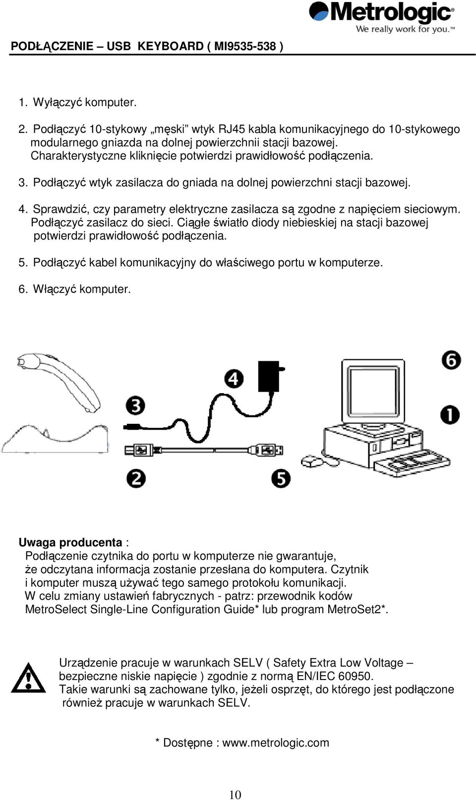 Sprawdzić, czy parametry elektryczne zasilacza są zgodne z napięciem sieciowym. Podłączyć zasilacz do sieci. Ciągłe światło diody niebieskiej na stacji bazowej potwierdzi prawidłowość podłączenia. 5.