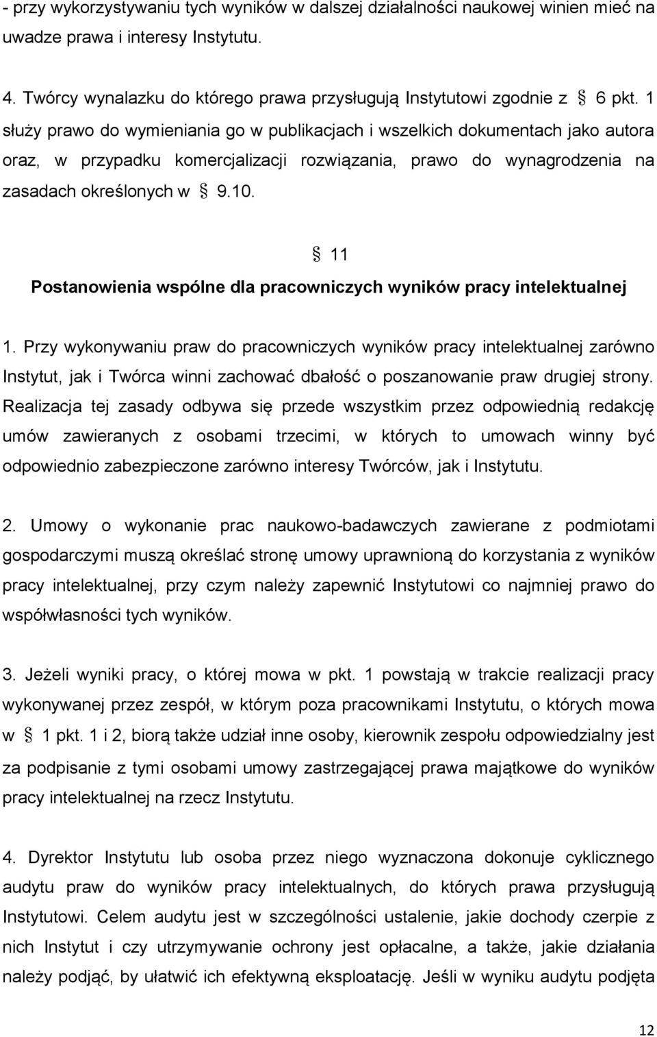 11 Postanowienia wspólne dla pracowniczych wyników pracy intelektualnej 1.