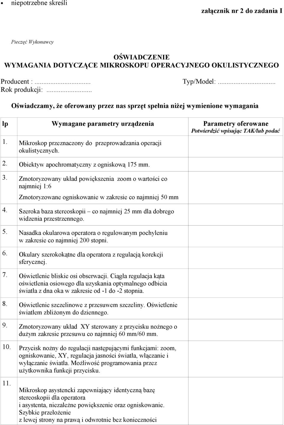 Mikroskop przeznaczony do przeprowadzania operacji okulistycznych. 2. Obiektyw apochromatyczny z ogniskową 175 mm. 3.