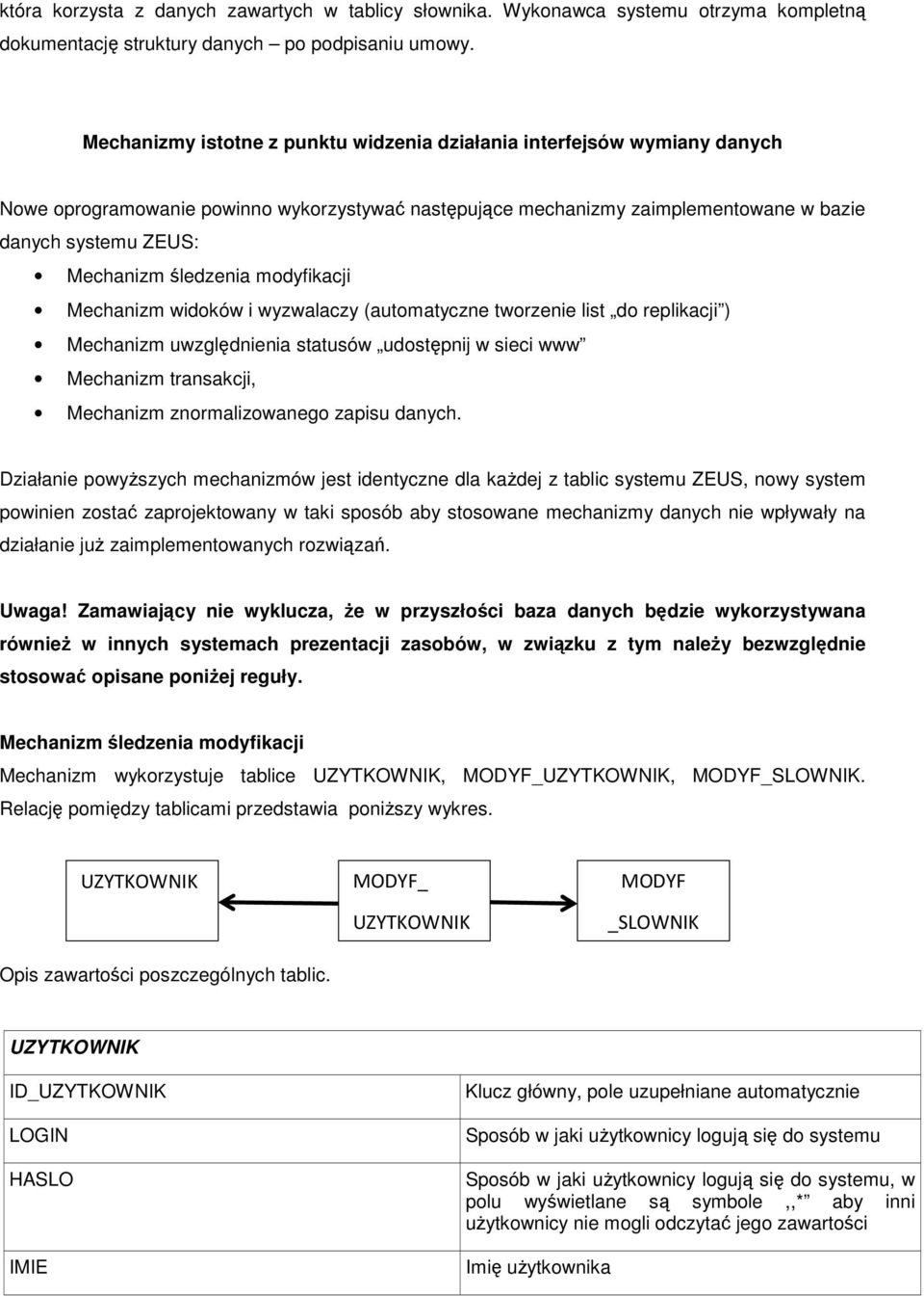 śledzenia modyfikacji Mechanizm widoków i wyzwalaczy (automatyczne tworzenie list do replikacji ) Mechanizm uwzględnienia statusów udostępnij w sieci www Mechanizm transakcji, Mechanizm