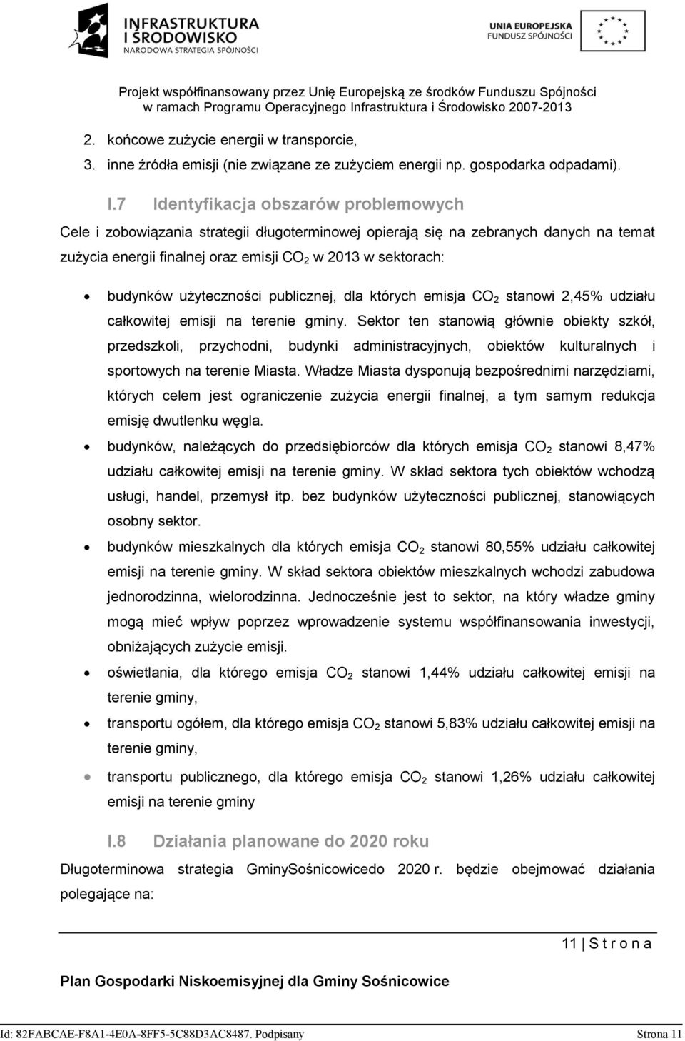 użyteczności publicznej, dla których emisja CO 2 stanowi 2,45% udziału całkowitej emisji na terenie gminy.