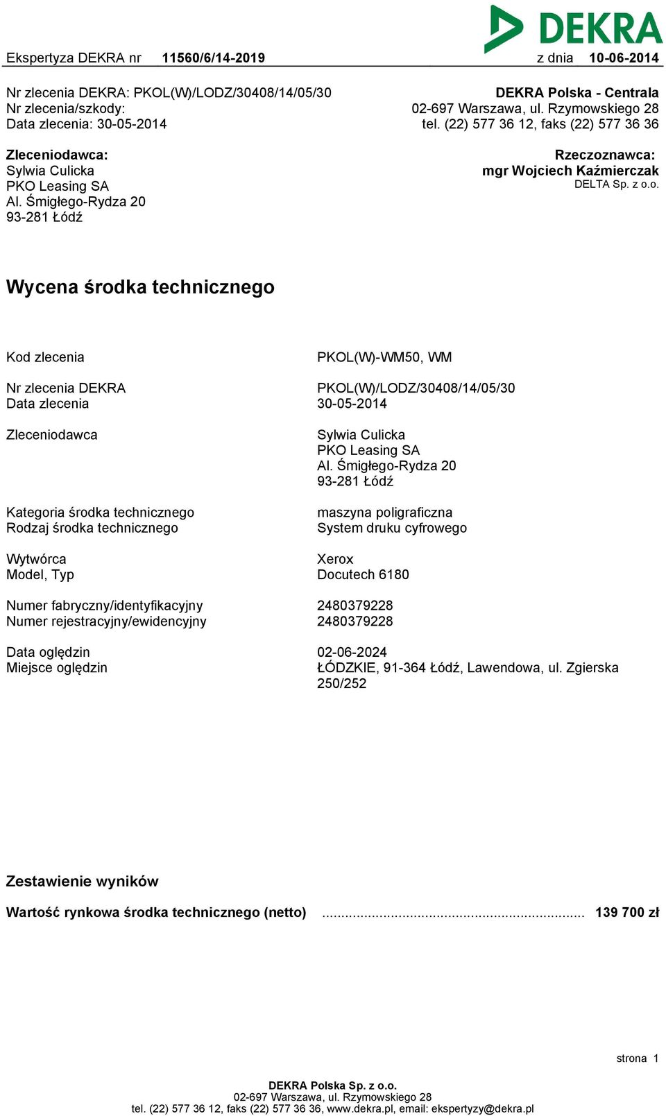 awca: Sylwia Culicka PKO Leasing SA Al. Śmigłego-