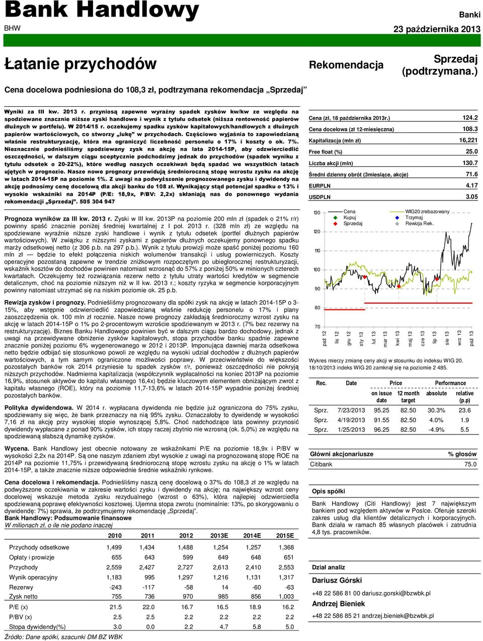 oczekujemy spadku zysków kapitałowych/handlowych z dłuŝnych papierów wartościowych, co stworzy lukę w przychodach.