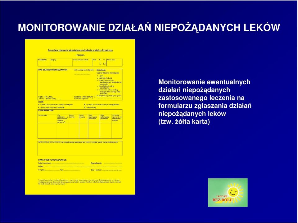 niepoŝądanych zastosowanego leczenia na