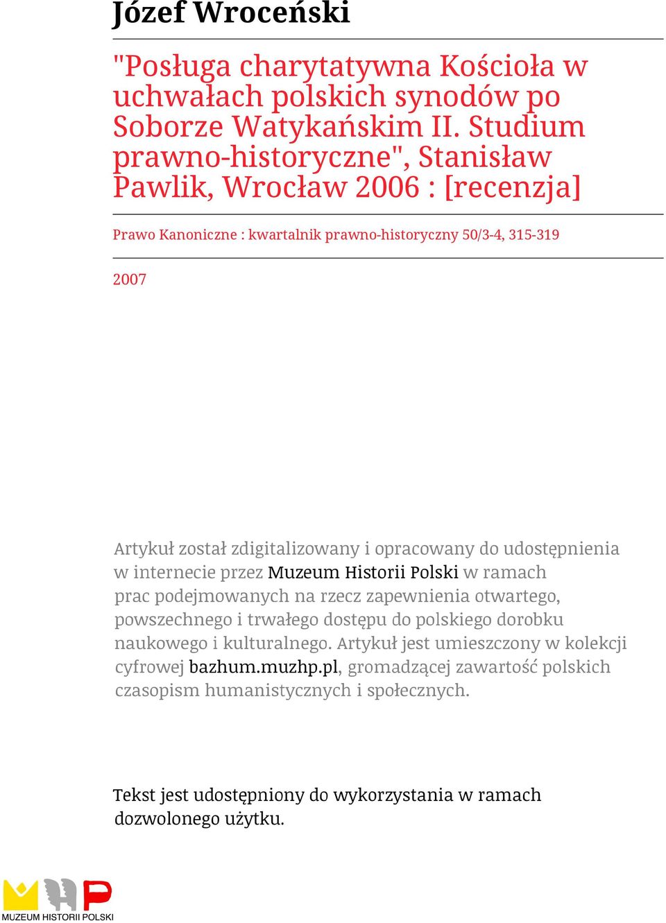 Studium prawno-historyczne", Stanisław Pawlik, Wrocław 2006 :