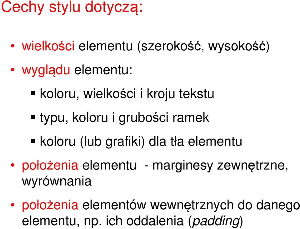 koloru (lub grafiki) dla tła elementu położenia elementu - marginesy