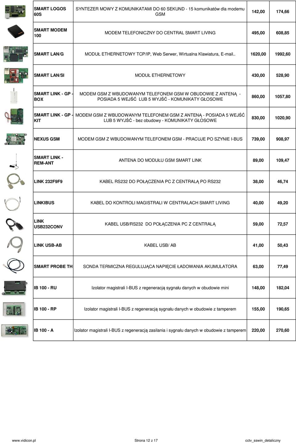 . 1620,00 1992,60 SMART LAN/SI MODUŁ ETHERNETOWY 430,00 528,90 SMART LINK - GP - BOX MODEM GSM Z WBUDOWANYM TELEFONEM GSM W OBUDOWIE Z ANTENĄ - POSIADA 5 WEJŚĆ LUB 5 WYJŚĆ - KOMUNIKATY GŁOSOWE 860,00