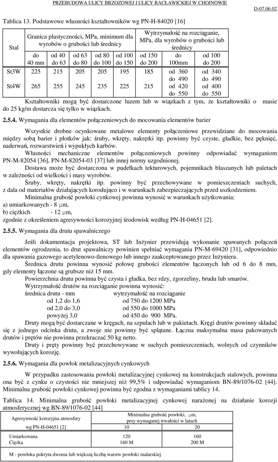 od 80 do 100 205 235 od 100 do 150 195 225 Wytrzymałość na rozciąganie, MPa, dla wyrobów o grubości lub średnicy od 150 do 200 185 215 do 100mm od 360 do 490 od 420 do 550 od 100 do 200 od 340 do 490