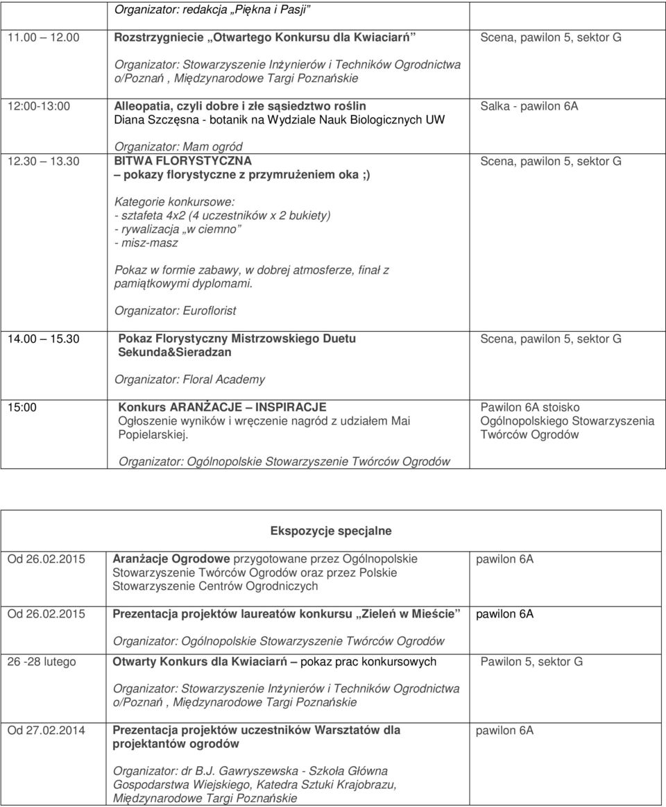 sąsiedztwo roślin Diana Szczęsna - botanik na Wydziale Nauk Biologicznych UW Organizator: Mam ogród 12.30 13.