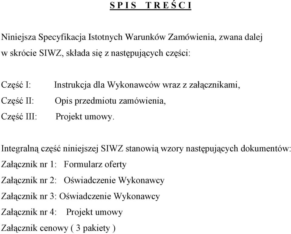 zamówienia, Projekt umowy.