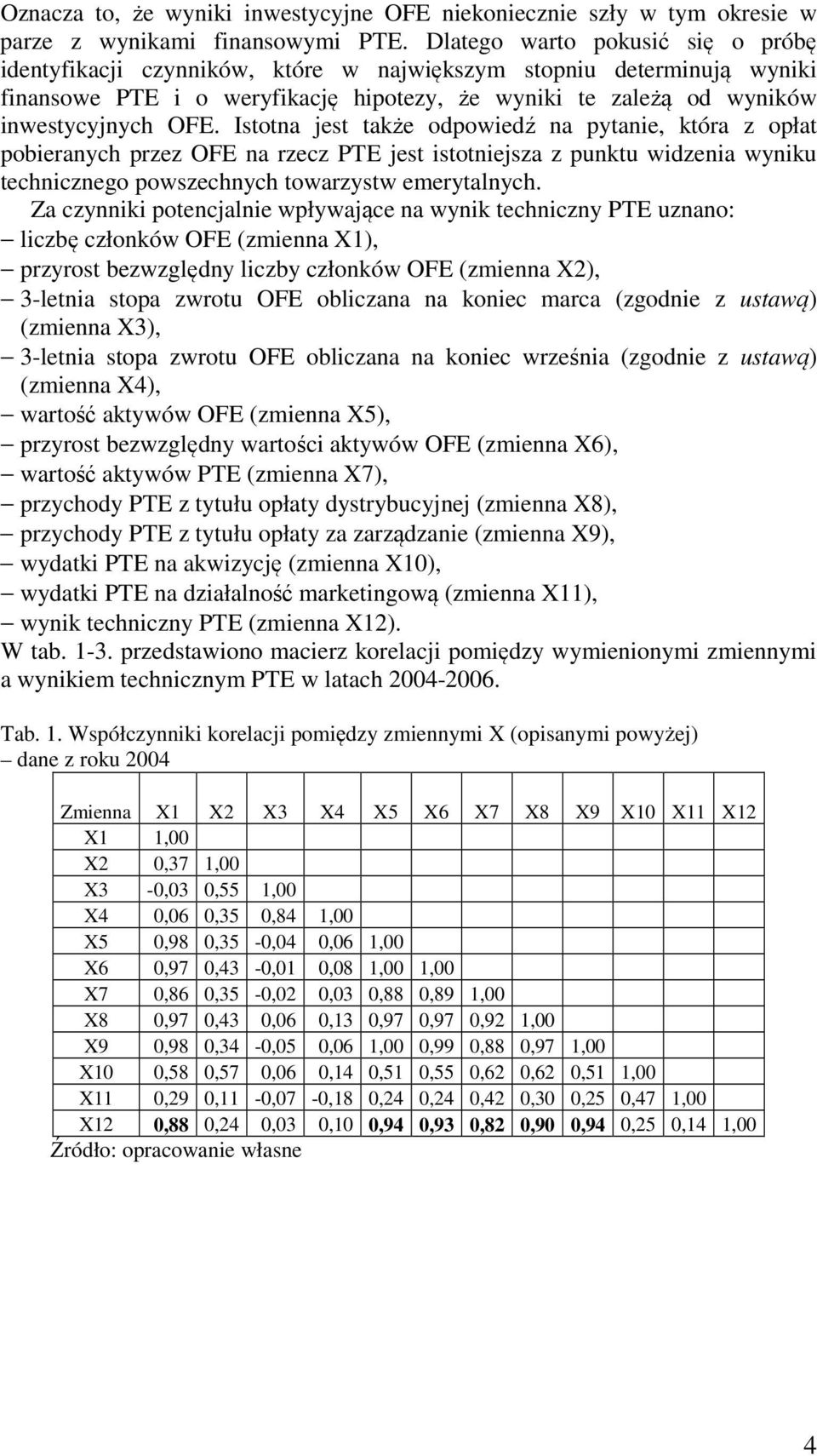 Istotna jest także odpowiedź na pytanie, która z opłat pobieranych przez OFE na rzecz PTE jest istotniejsza z punktu widzenia wyniku technicznego powszechnych towarzystw emerytalnych.