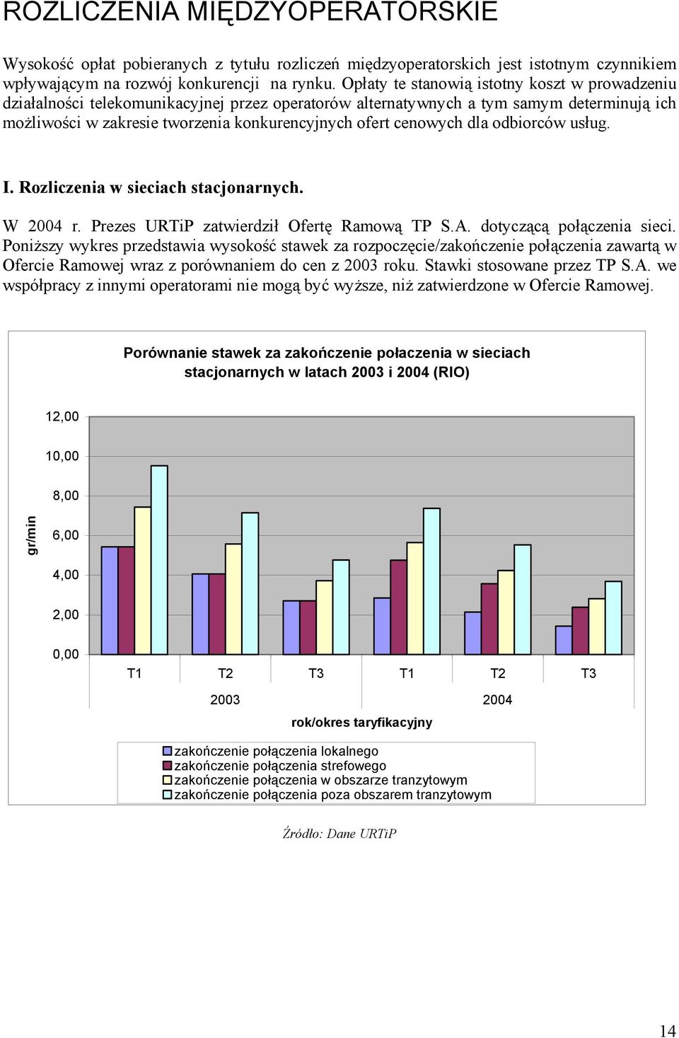 cenowych dla odbiorców usług. I. Rozliczenia w sieciach stacjonarnych. W 2004 r. Prezes URTiP zatwierdził Ofertę Ramową TP S.A. dotyczącą połączenia sieci.