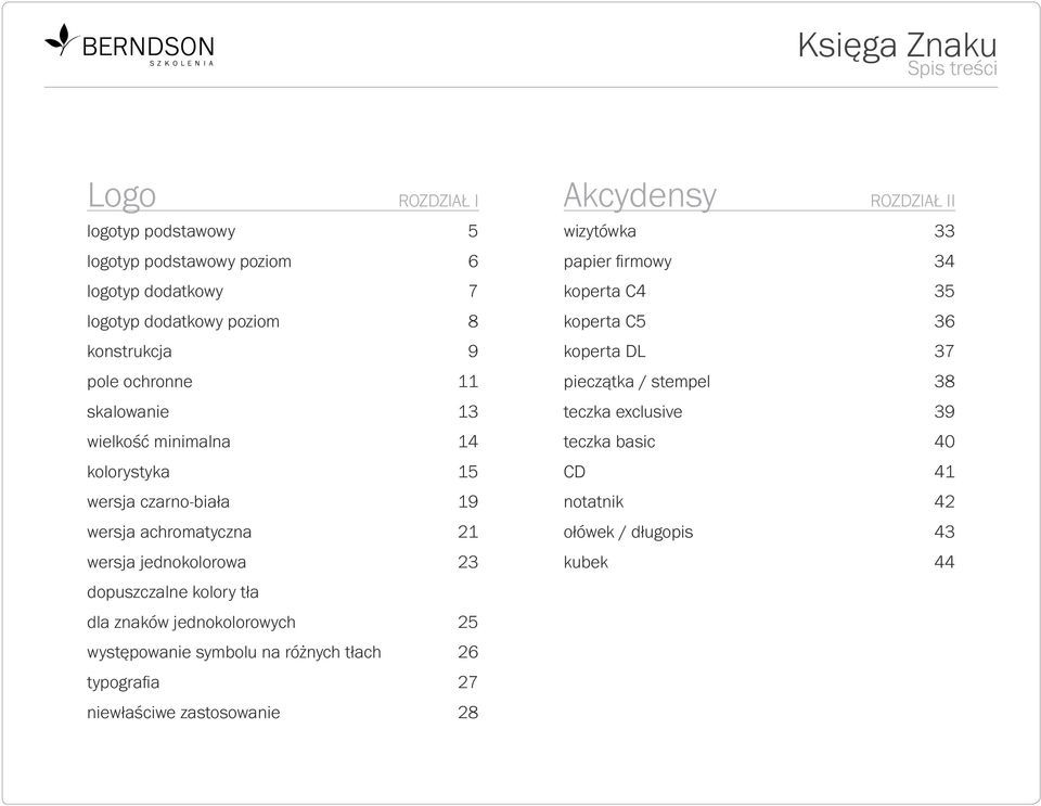 znaków jednokolorowych 25 występowanie symbolu na różnych tłach 26 typografia 27 niewłaściwe zastosowanie 28 akcydensy rozdział II wizytówka 33 papier