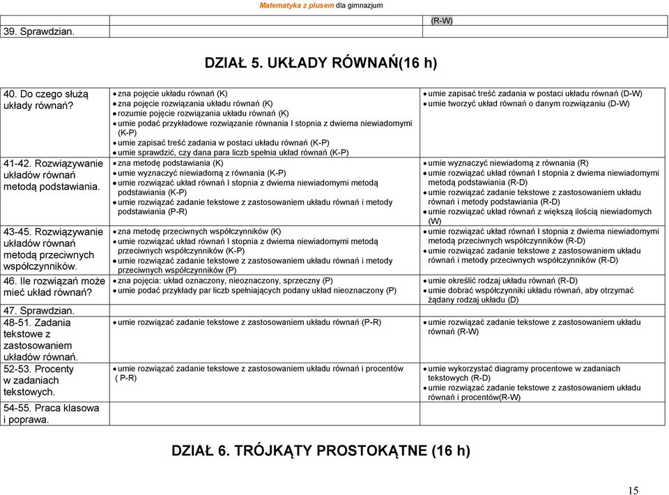 Procenty w zadaniach tekstowych. 54-55. Praca klasowa i poprawa.