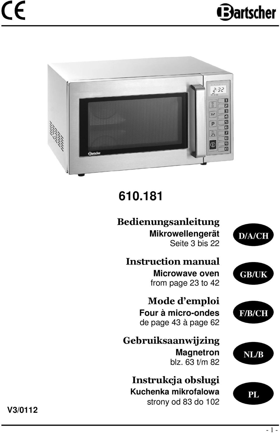 micro-ondes de page 43 à page 62 Gebruiksaanwijzing Magnetron blz.