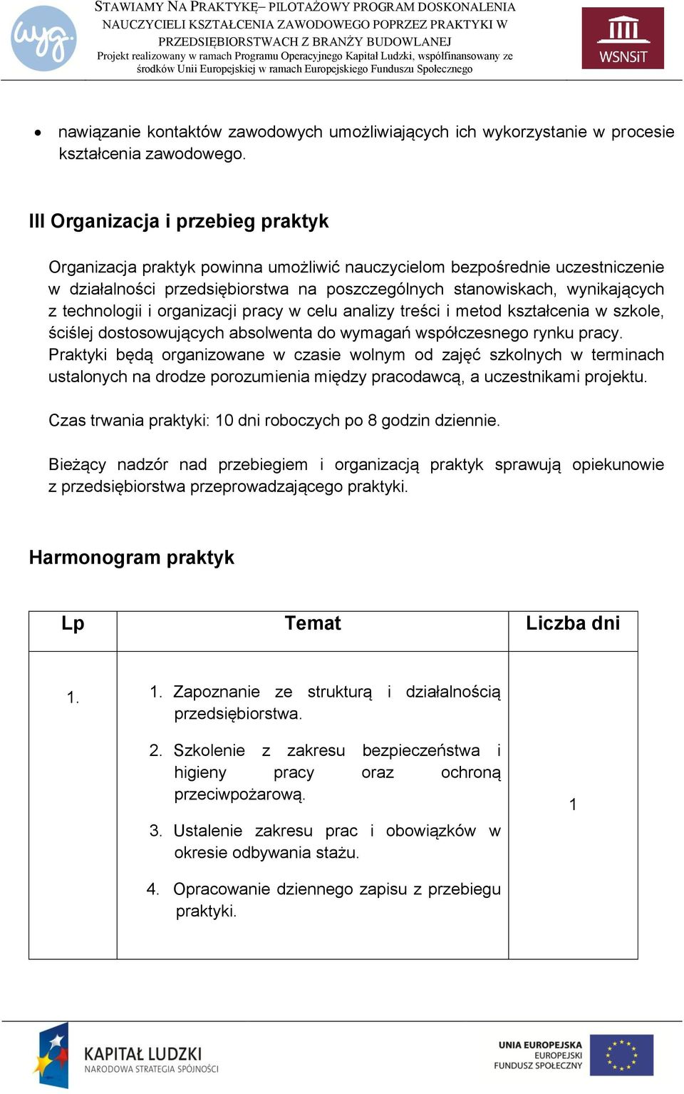 technologii i organizacji pracy w celu analizy treści i metod kształcenia w szkole, ściślej dostosowujących absolwenta do wymagań współczesnego rynku pracy.