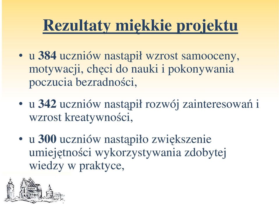 uczniów nastąpił rozwój zainteresowań i wzrost kreatywności, u 300