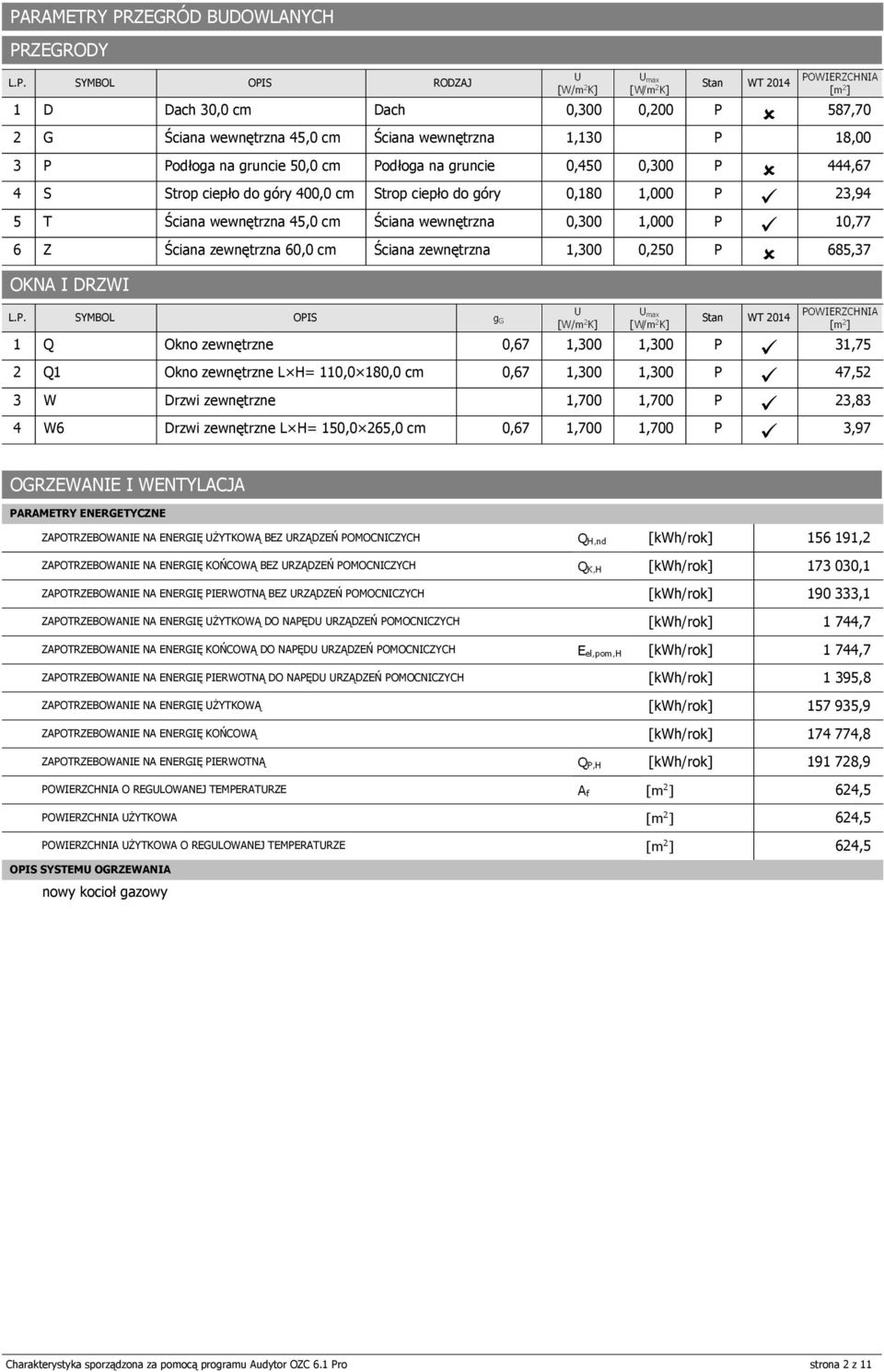 Ściana zewnętrzna 6 cm Ściana zewnętrzna 1,300 0,250 P 