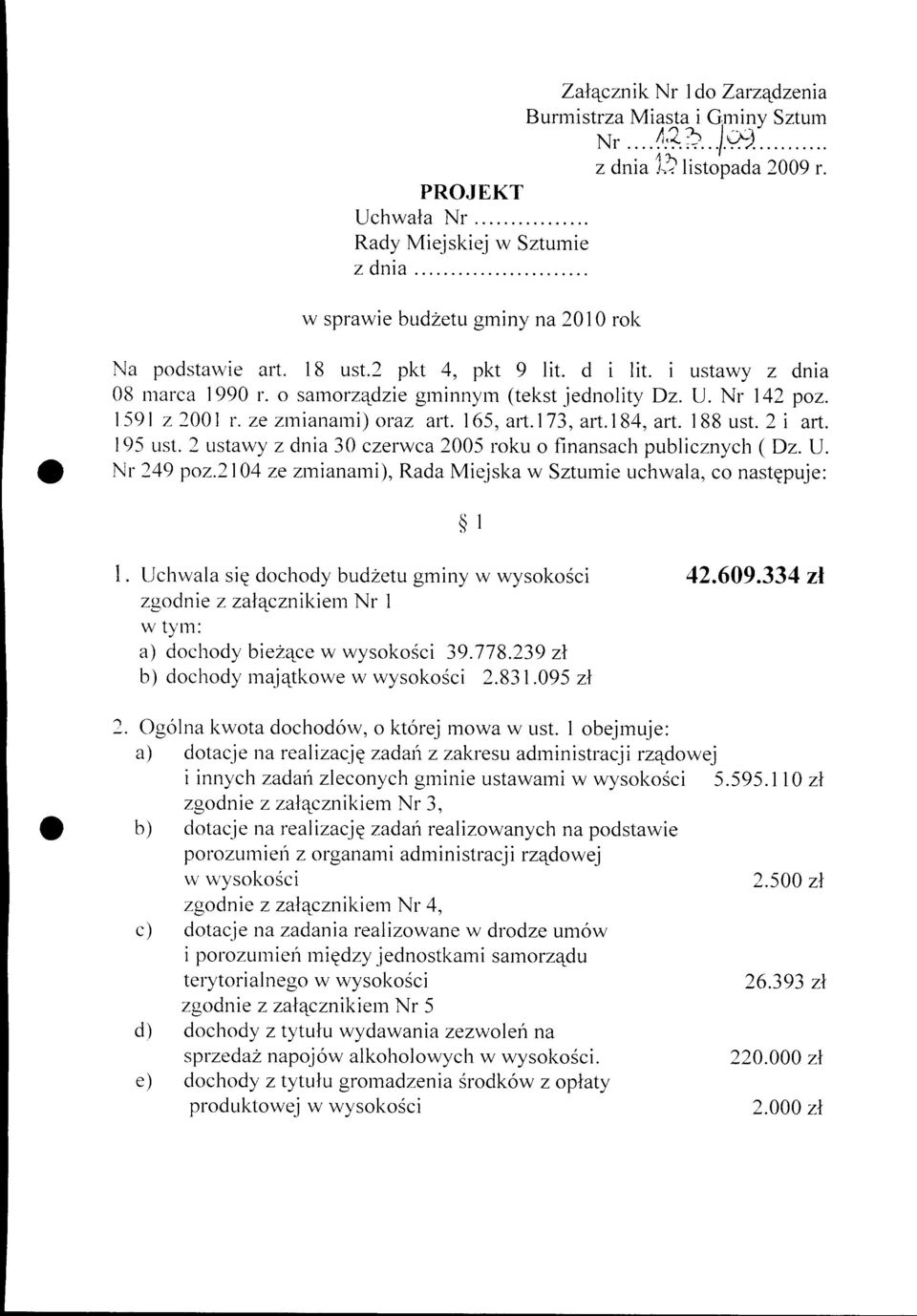 784,art. 188 ust.2 i art. 195 ust.? ustawy zdma 30 czerwca 2005 rku finansach publicznych ( Dz. U. Nr 249 pz.2l04 ze zrnianarni), Rada Miejska w Szturnie uchwala, c nastqpuje: $r l.