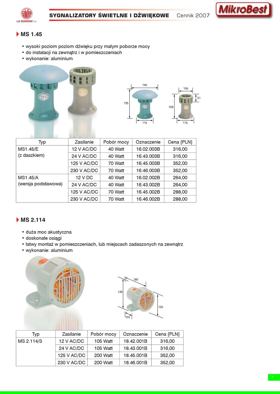 43.002B 264,00 125 V AC/DC 70 Watt 16.45.002B 288,00 230 V AC/DC 70 Watt 16.46.002B 288,00 v MS 2.