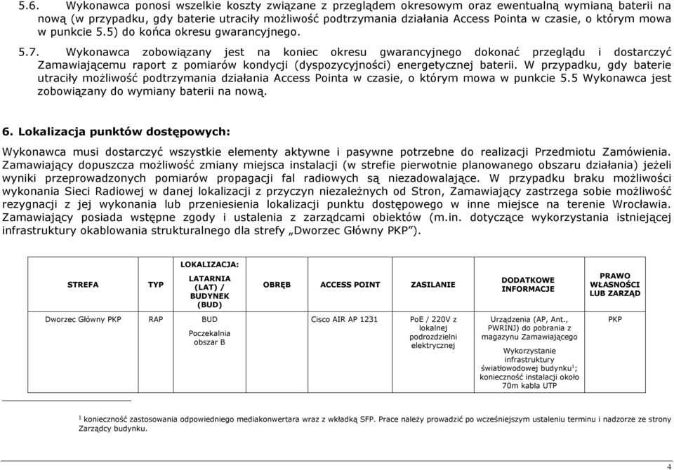 Wykonawca zobowiązany jest na koniec okresu gwarancyjnego dokonać przeglądu i dostarczyć Zamawiającemu raport z pomiarów kondycji (dyspozycyjności) energetycznej baterii.