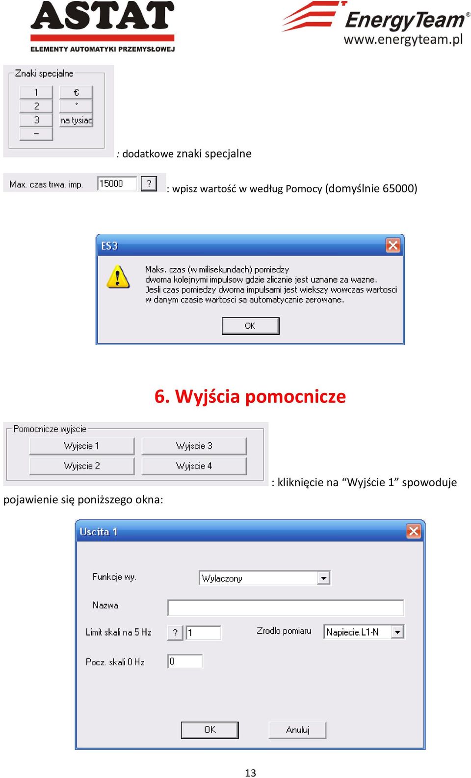 6. Wyjścia pomocnicze pojawienie się