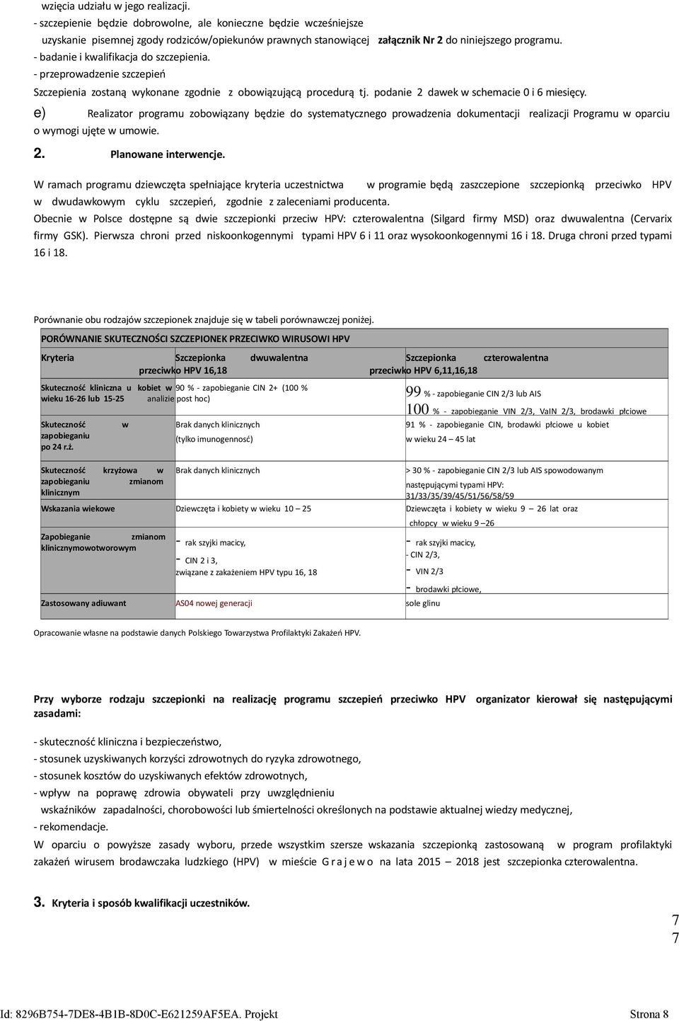 - badanie i kwalifikacja do szczepienia. - przeprowadzenie szczepień Szczepienia zostaną wykonane zgodnie z obowiązującą procedurą tj. podanie 2 dawek w schemacie 0 i 6 miesięcy.