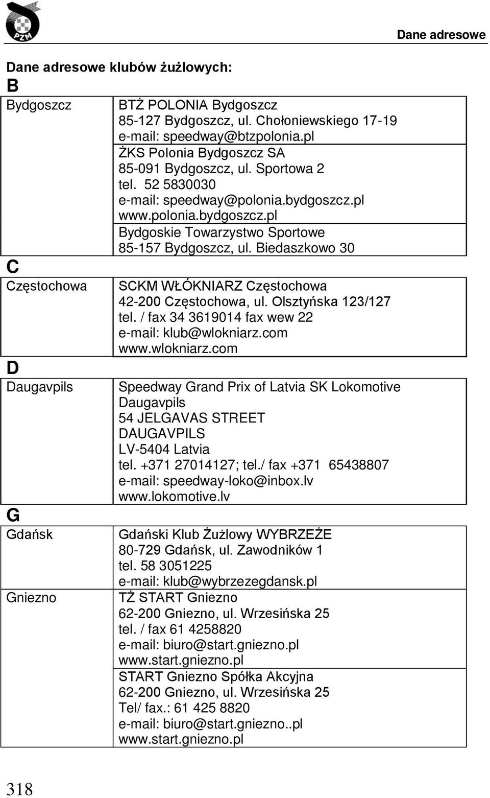 Biedaszkowo 30 SCKM WŁÓKNIARZ Częstochowa 42-200 Częstochowa, ul. Olsztyńska 123/127 tel. / fax 34 3619014 fax wew 22 e-mail: klub@wlokniarz.