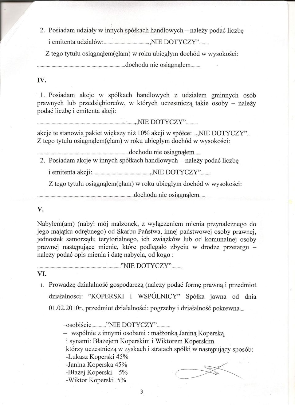 akcje te stanowią pakiet większy niż 10% akcji w spółce:.."nie DOTYCZY".. Z tego tytułu osiągnąłem(ęłam) w roku ubiegłym dochód w wysokości:... dochodu nie osiągnąłem... 2.