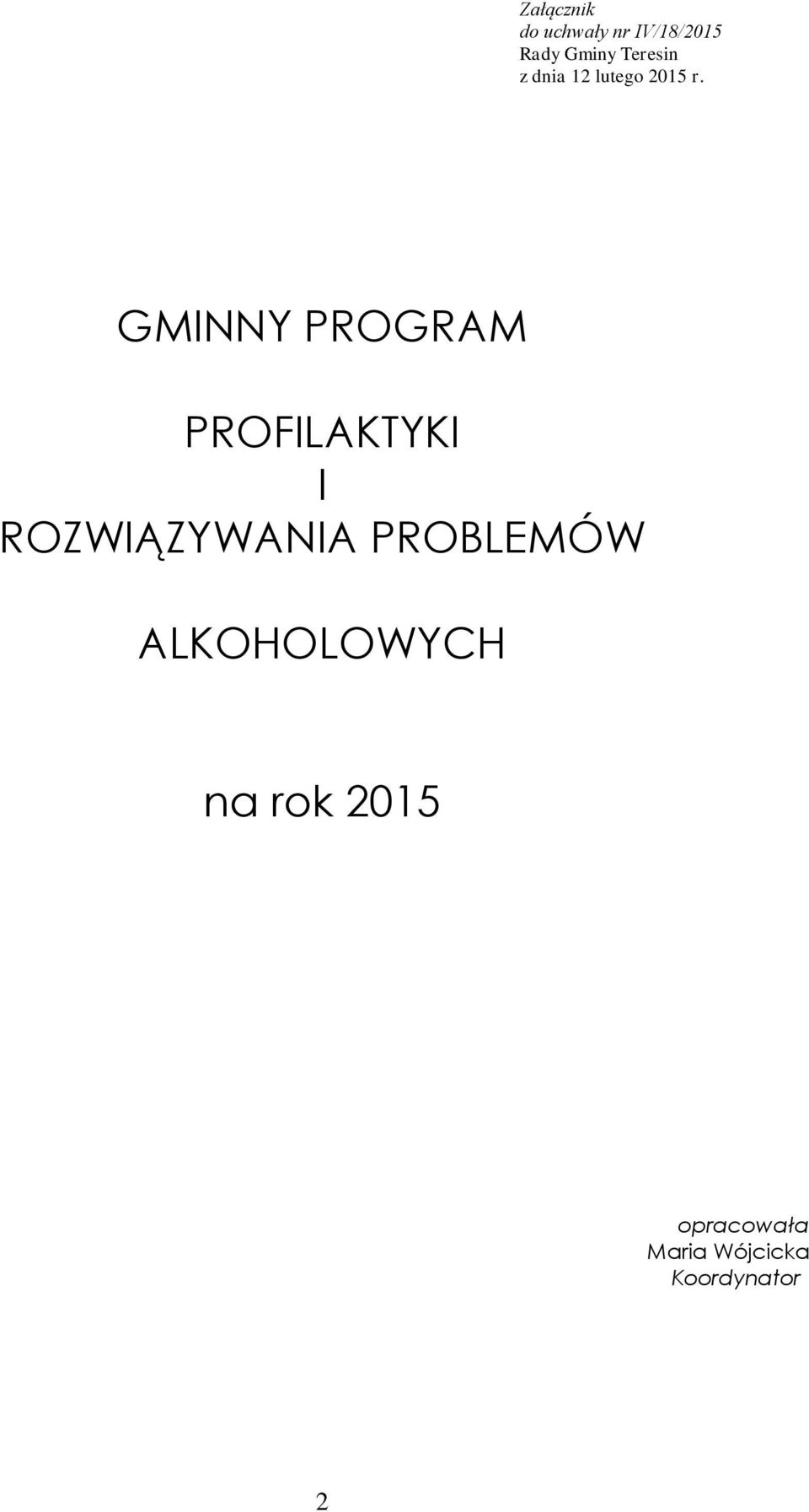 GMINNY PROGRAM PROFILAKTYKI I ROZWIĄZYWANIA