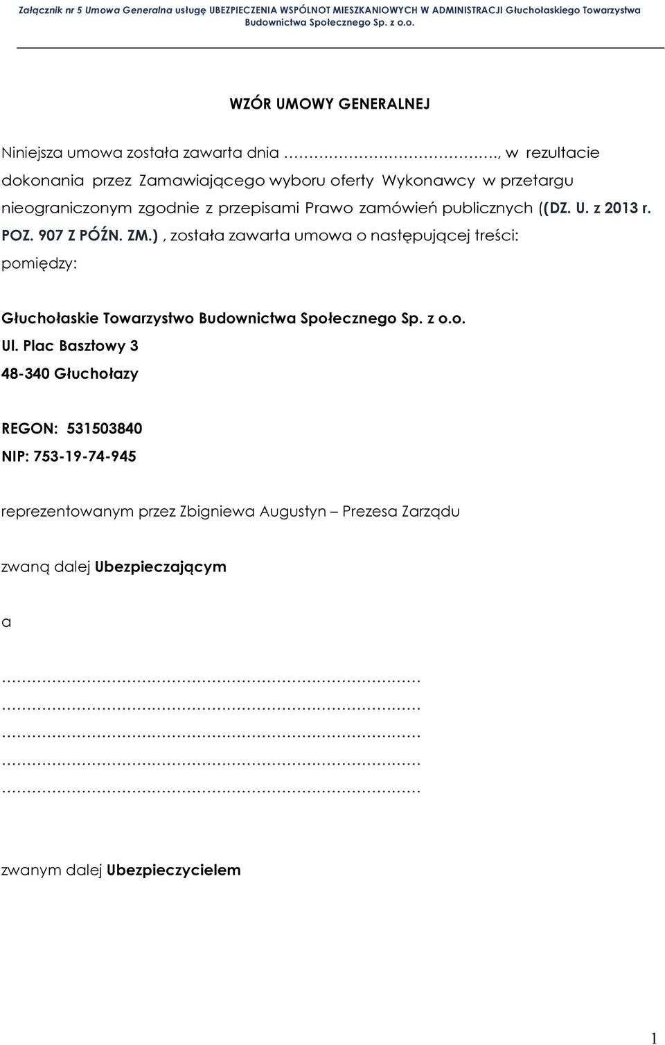 zamówień publicznych ((DZ. U. z 2013 r. POZ. 907 Z PÓŹN. ZM.
