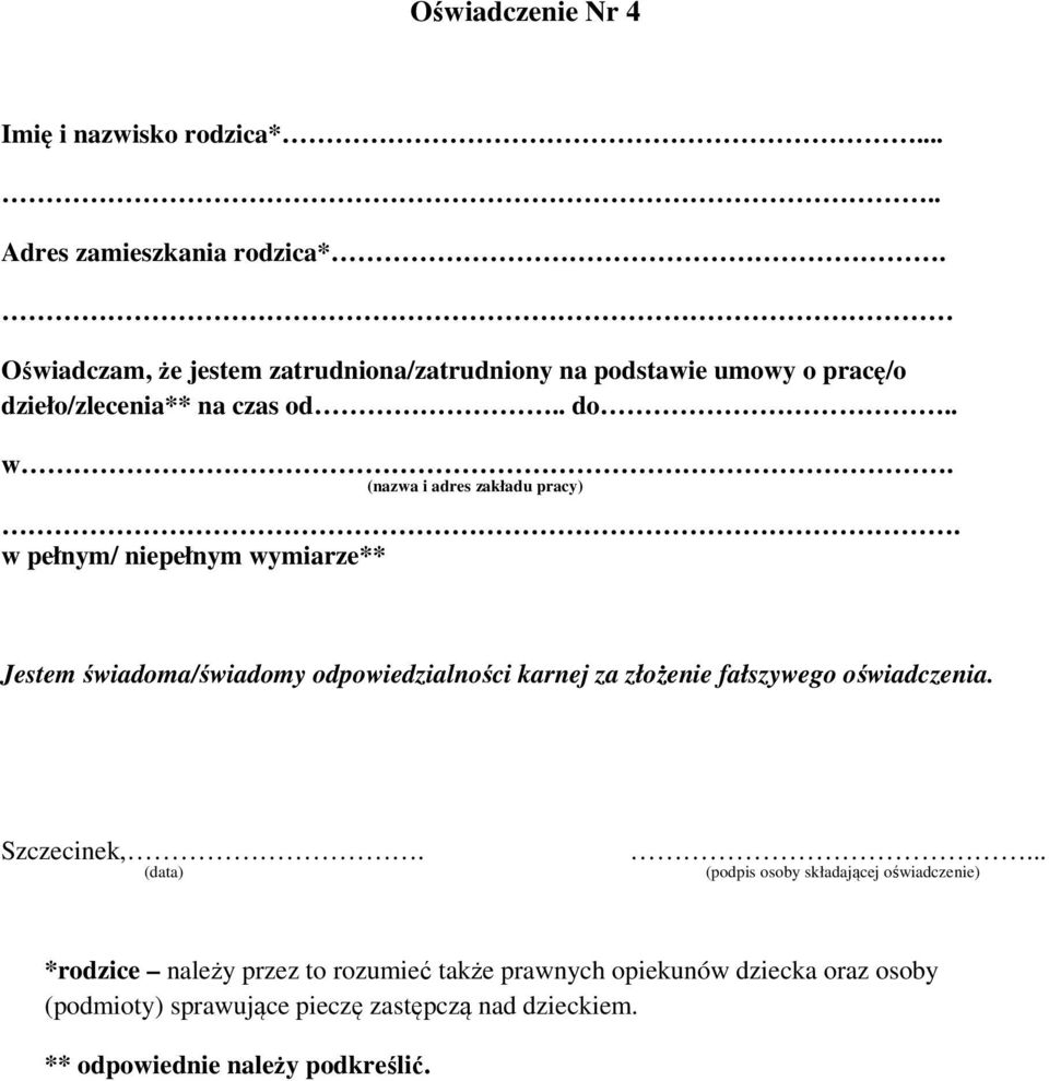 Oświadczam, że jestem zatrudniona/zatrudniony na podstawie umowy o