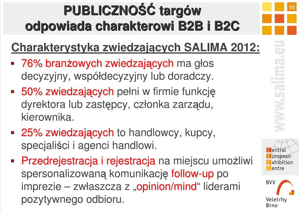 50% zwiedzających pełni w firmie funkcję dyrektora lub zastępcy, członka zarządu, kierownika.