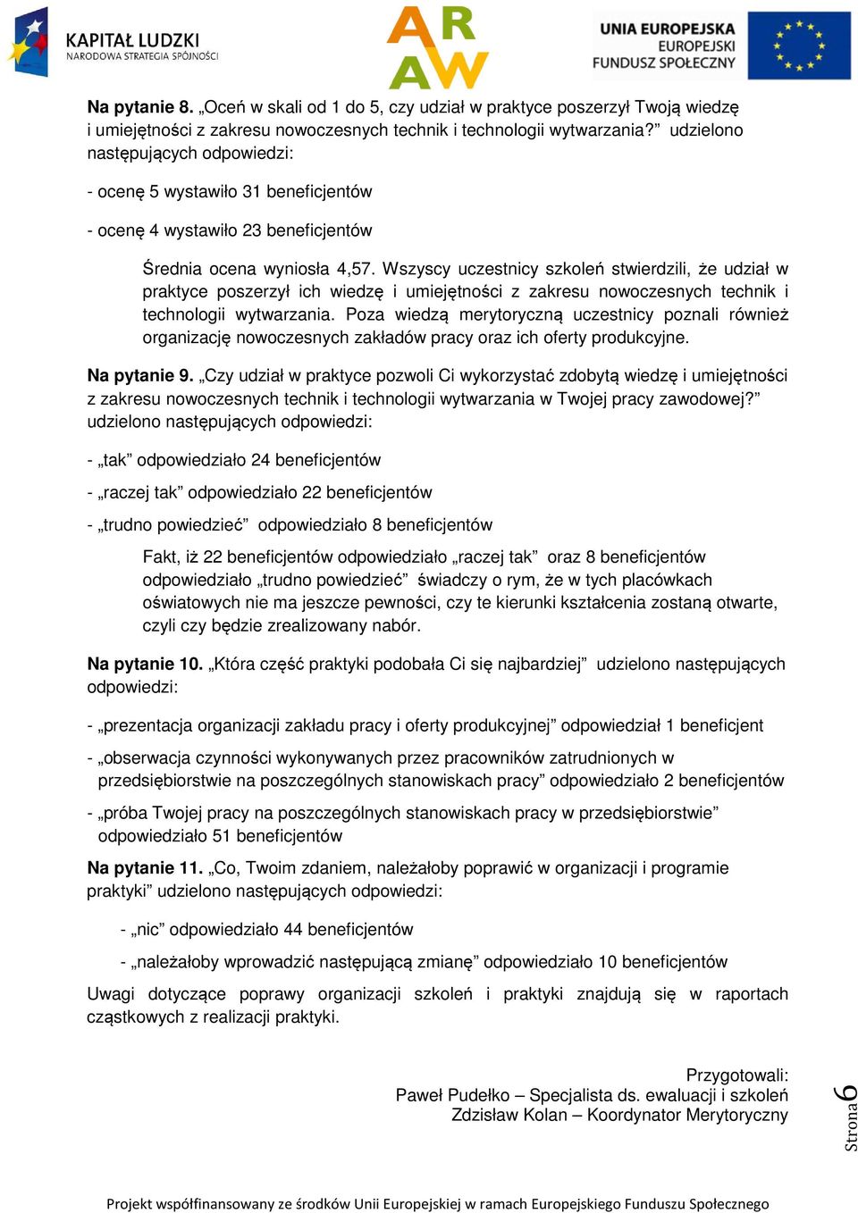 Wszyscy uczestnicy szkoleń stwierdzili, że udział w praktyce poszerzył ich wiedzę i umiejętności z zakresu nowoczesnych technik i technologii wytwarzania.