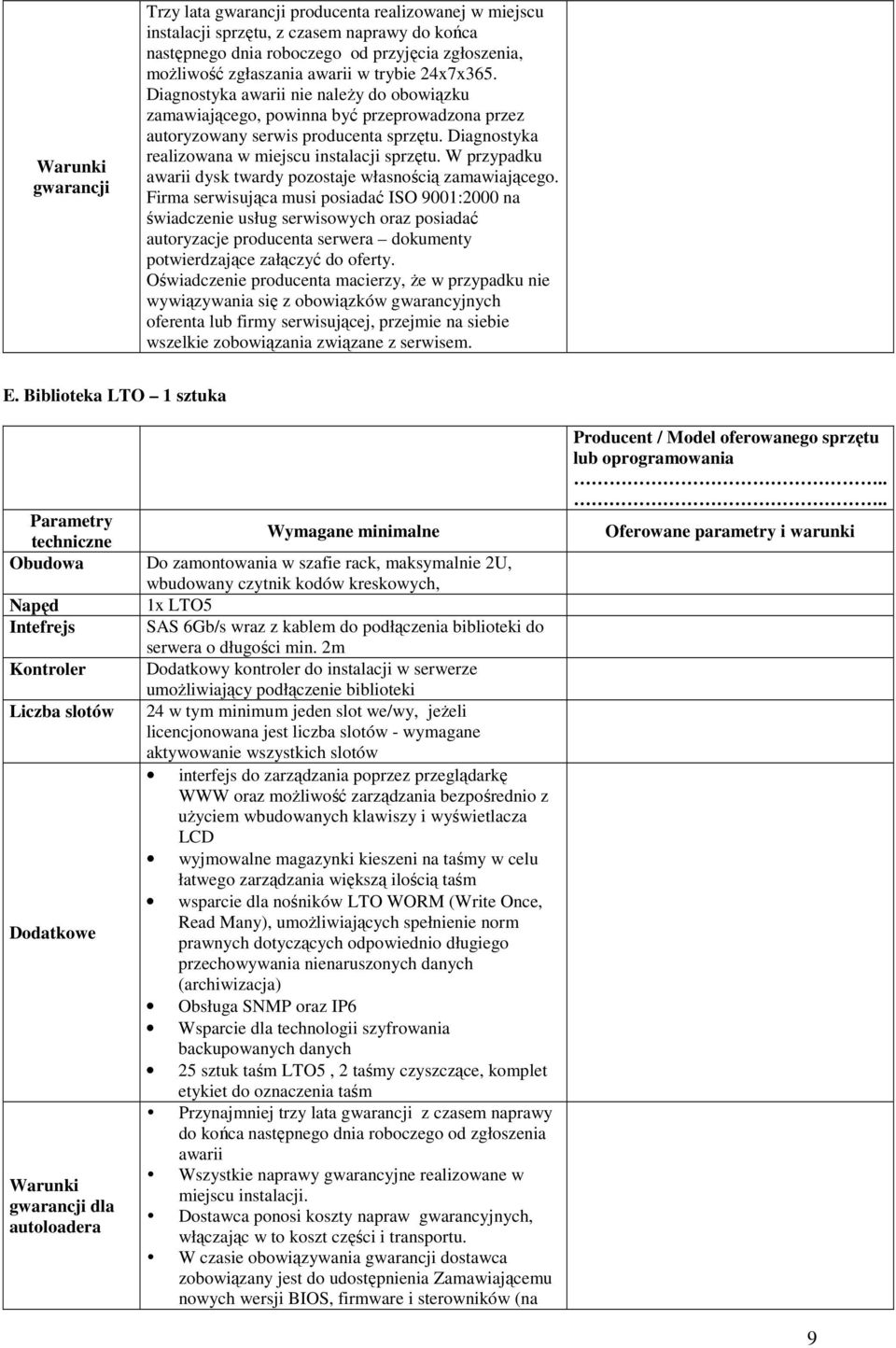 Diagnostyka realizowana w miejscu instalacji sprzętu. W przypadku awarii dysk twardy pozostaje własnością zamawiającego.